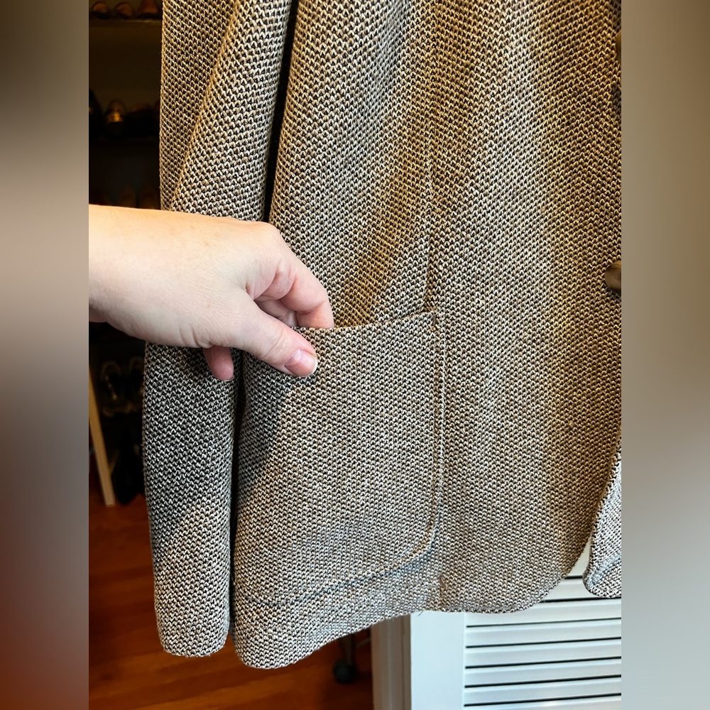 Men's  Herringbone brown white Knit Blazer Zara - Picture 2 of 9